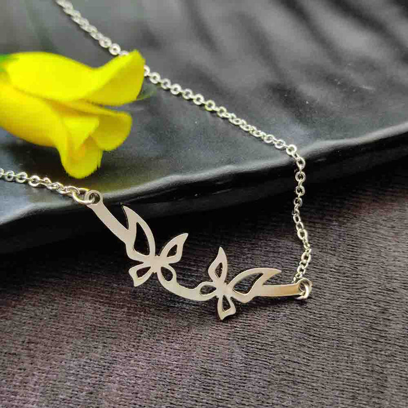 Bhavi jewels Stainless Steel Butterfly Shape Chain Pendant