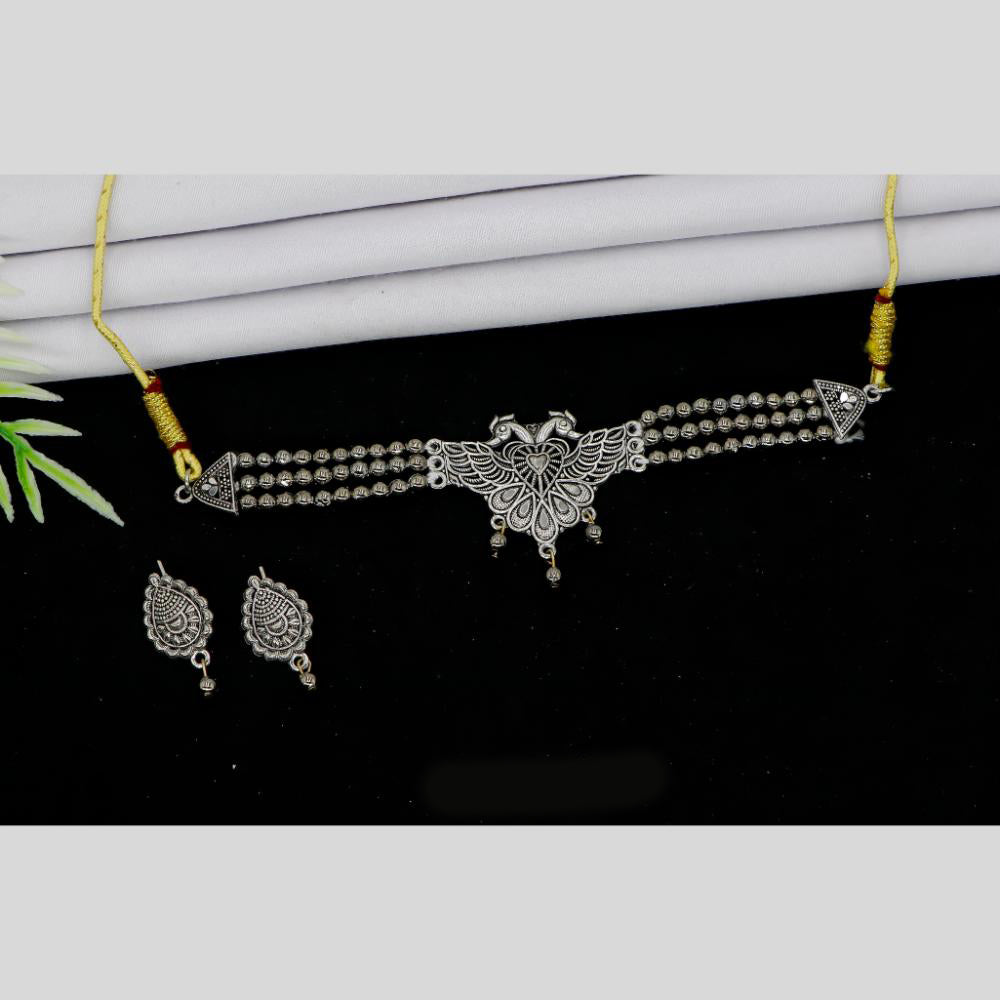 Mahavir Oxidised Plated Choker Necklace Set