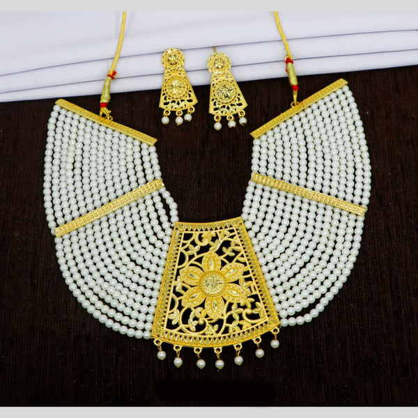 Mahavir Dye Gold Pearl Necklace Set