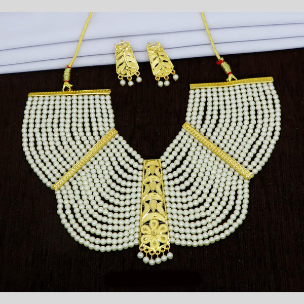 Mahavir Dye Gold Pearl Necklace Set