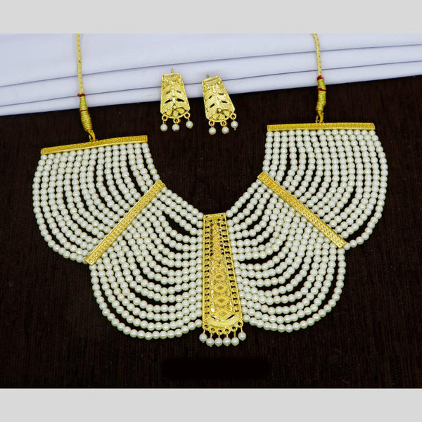 Mahavir Dye Gold Pearl Necklace Set