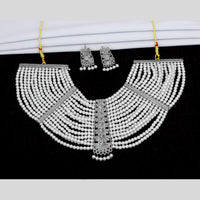 Mahavir Oxidised Plated Choker And Pearls Necklace Set