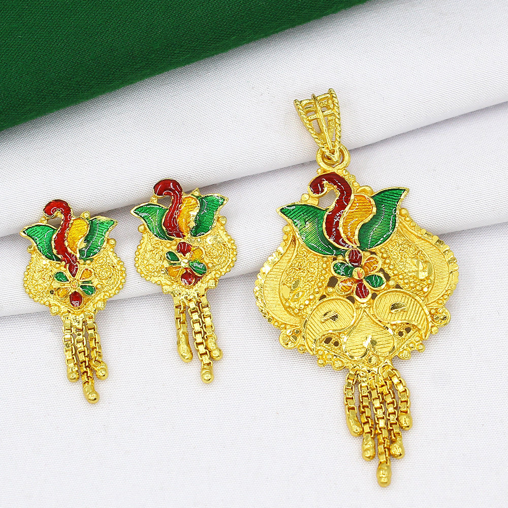Mahavir Dye Gold Pendant Set