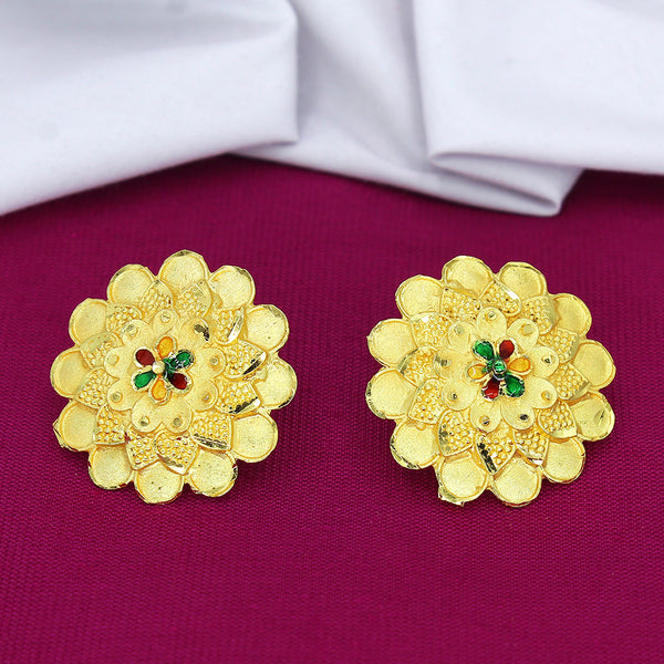 Mahavir Dye Gold Plated Studs Earrings