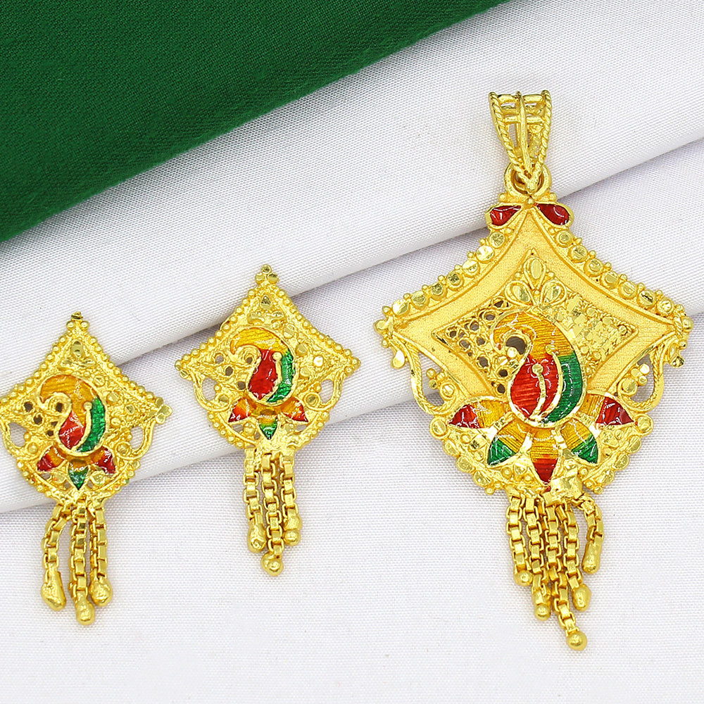 Mahavir Dye Gold Pendant Set
