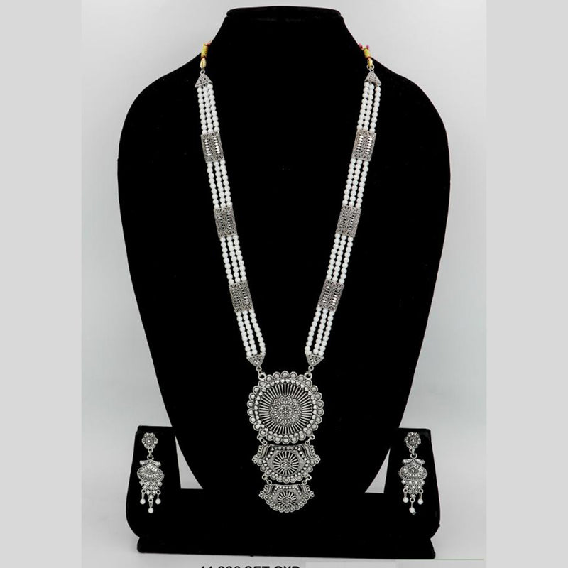 Mahavir Oxidised Plated Long Necklace Set