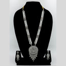 Mahavir Oxidised Plated Pearls Long Necklace Set