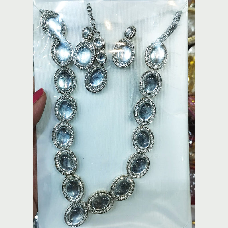 Sanshray Silver Plated Monalisa Stone Necklace Set