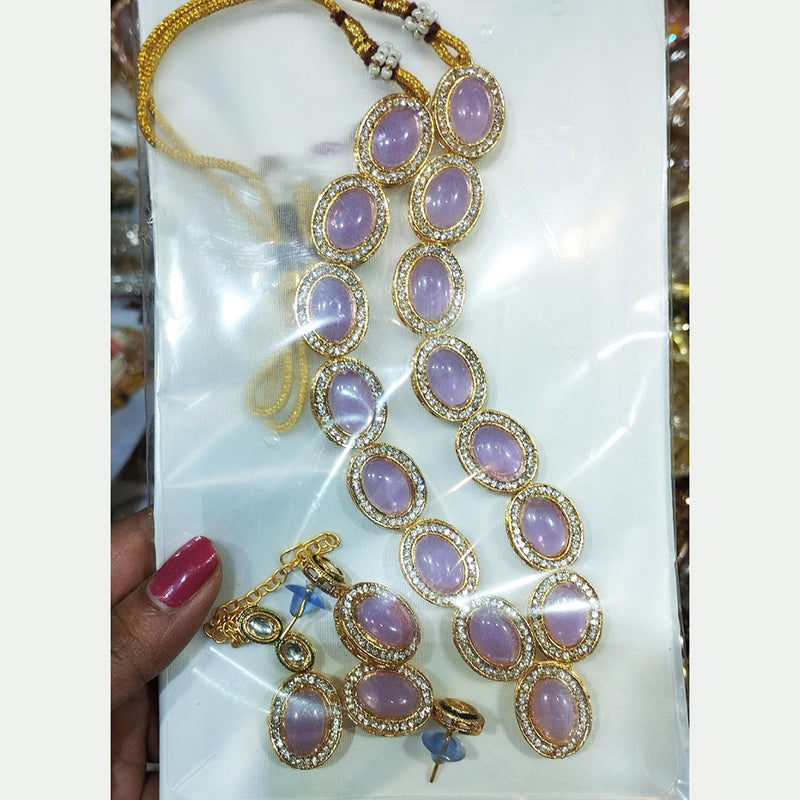 Sanshray Gold Plated Monalisa Stone Necklace Set