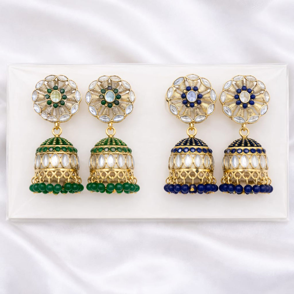 Sanshray Handmade Crystal Stone Beads Designer Jhumki Earrings Combo