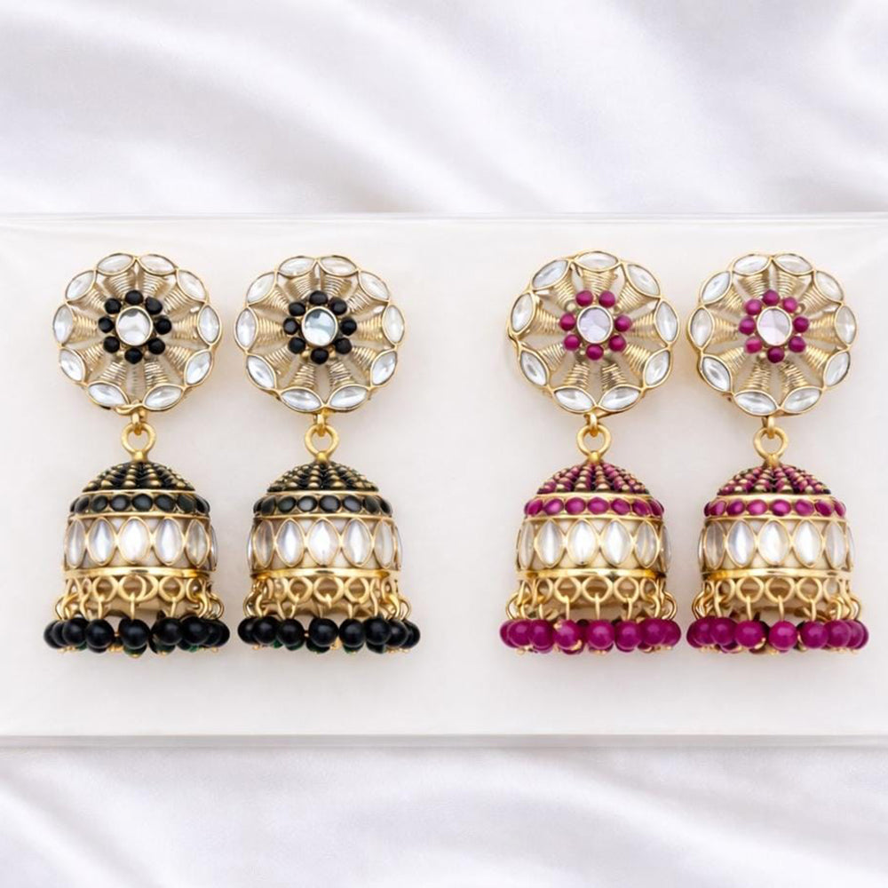 Sanshray Handmade Crystal Stone Beads Designer Jhumki Earrings Combo