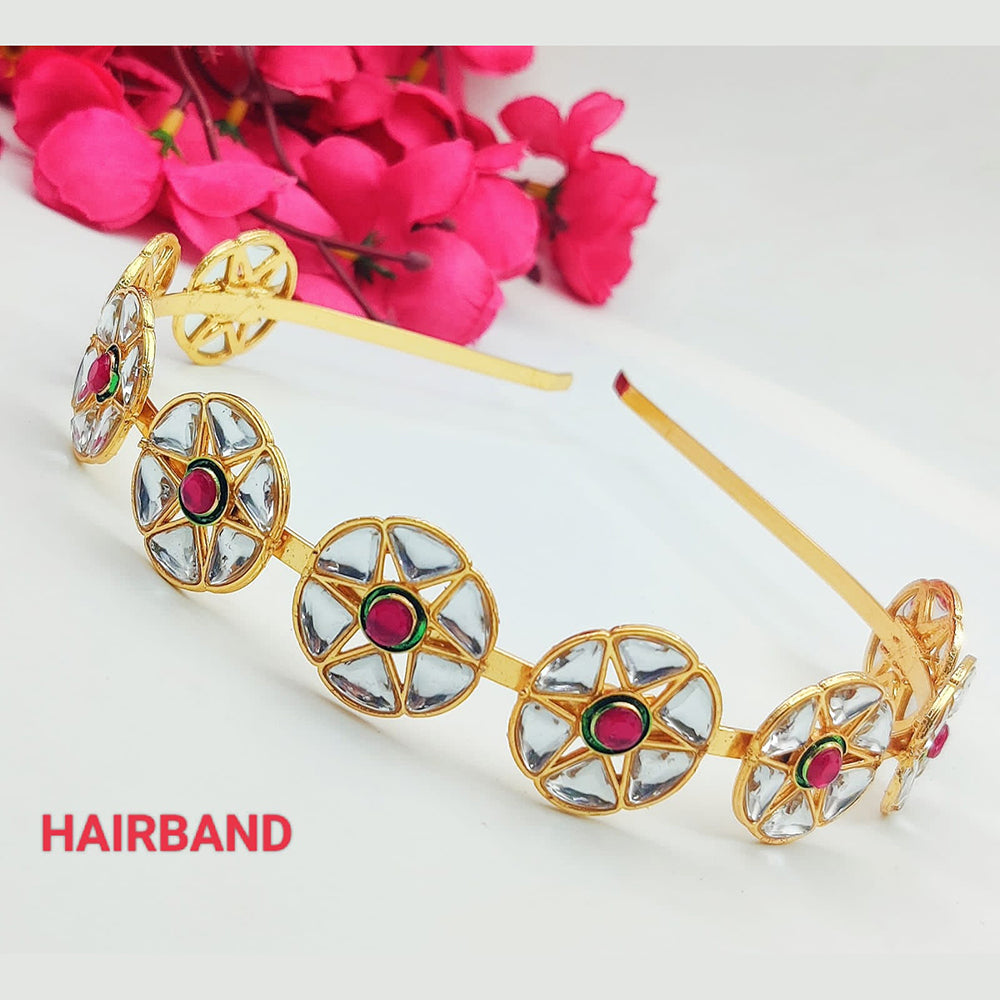 Lalita Creation Gold Plated Kundan Stone Hair Band