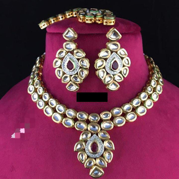 Lalita Creation Gold Plated Kundan Stone Necklace Set