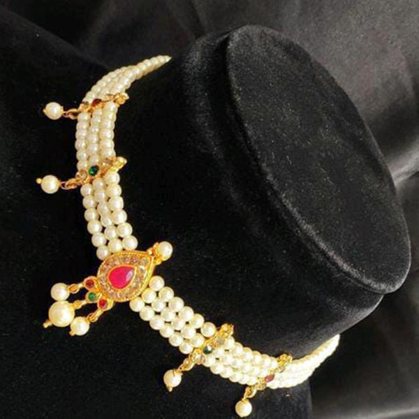 Lalita Creation Gold Plated Moti Choker Necklace Set