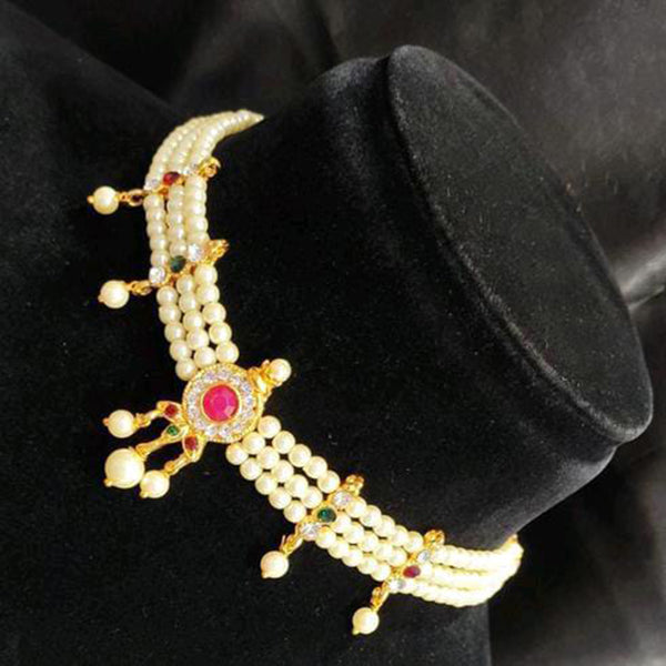 Lalita Creation Gold Plated Moti Choker Necklace Set