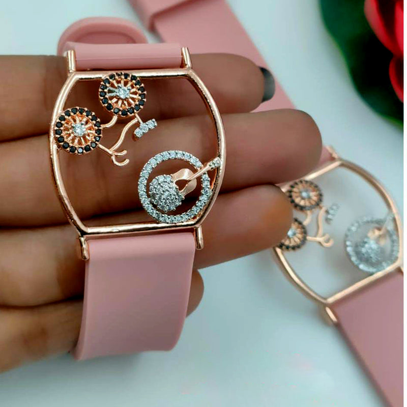 Lalita Creation Wrist Watch Style Rose Gold Plated Bracelet (Assorted Color)