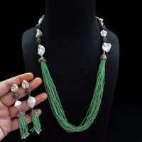 Lalita Creation 2 Tone Plated Mother Of Pearl Long Necklace