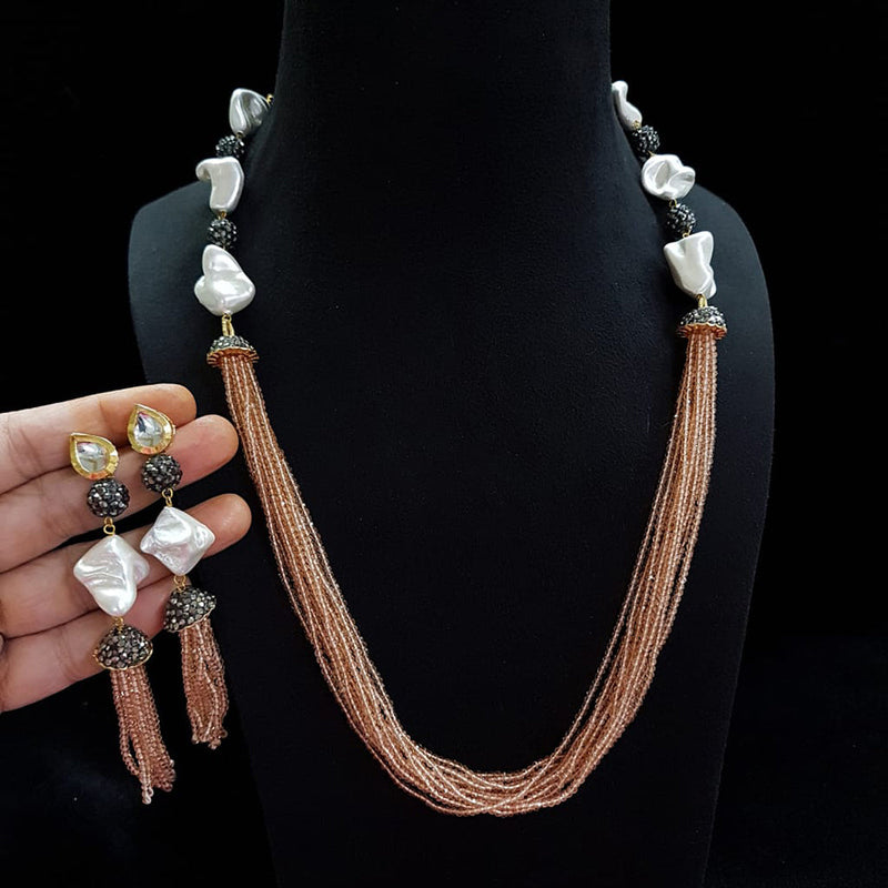 Lalita Creation 2 Tone Plated Mother Of Pearl Long Necklace