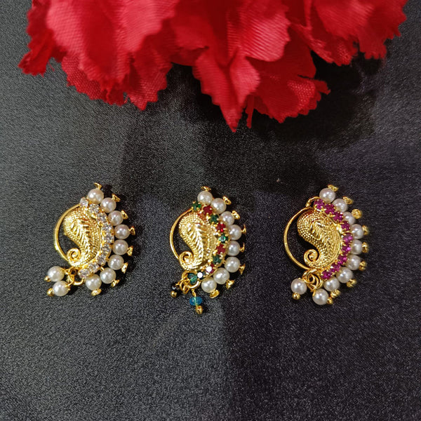 Lalita Creation Gold Plated Austrian Stone Nath Combo Set