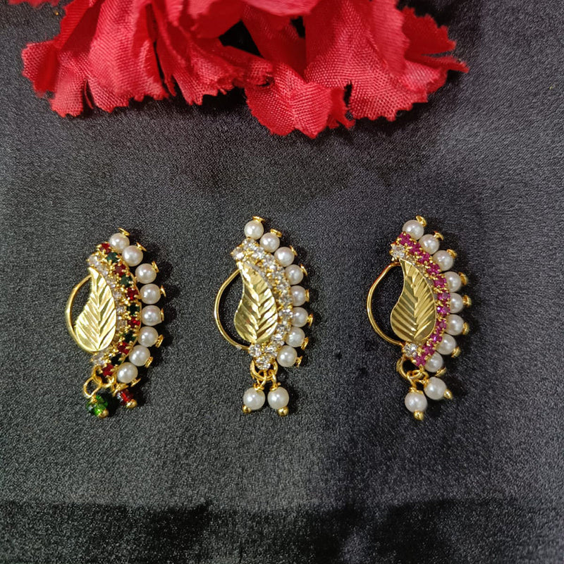 Lalita Creation Gold Plated Austrian Stone Nath Combo Set