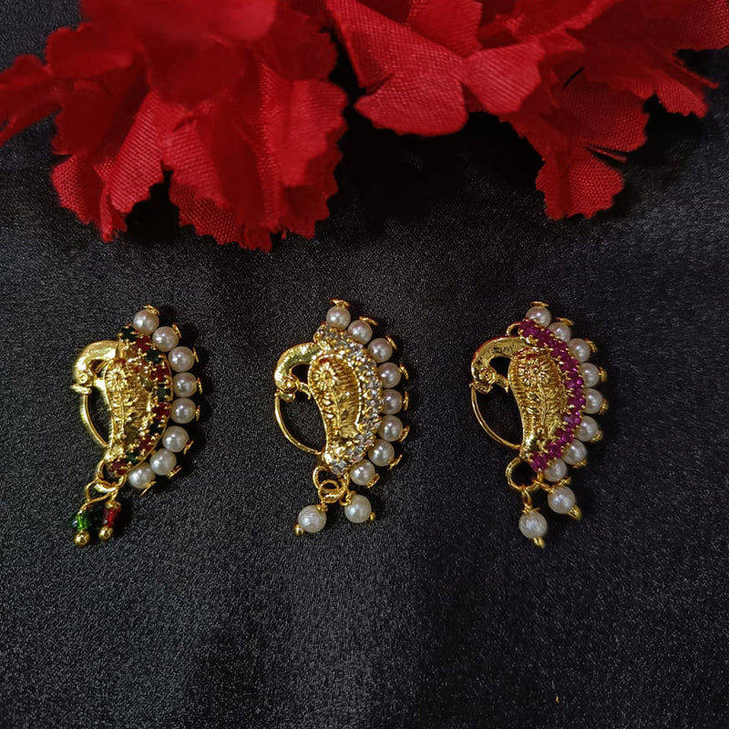 Lalita Creation Gold Plated Austrian Stone Nath Combo Set