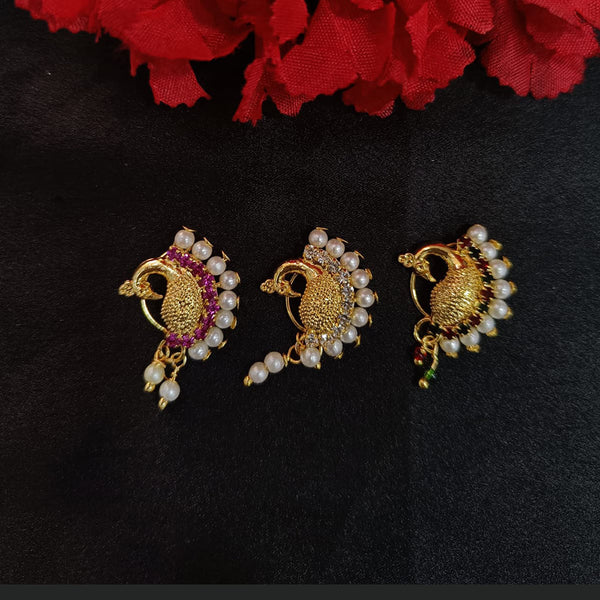 Lalita Creation Gold Plated Austrian Stone Nath Combo Set