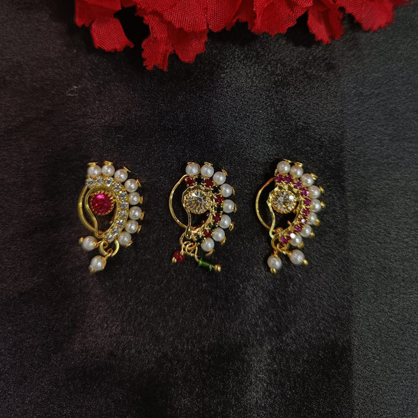 Lalita Creation Gold Plated Austrian Stone Nath Combo Set