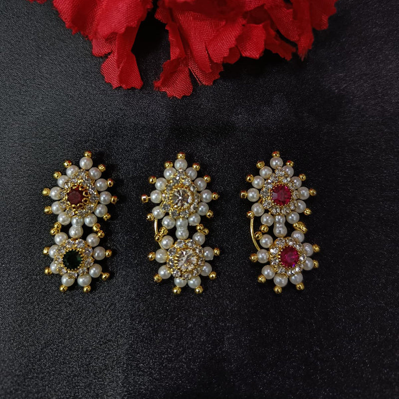 Lalita Creation Gold Plated Austrian Stone Nath Combo Set