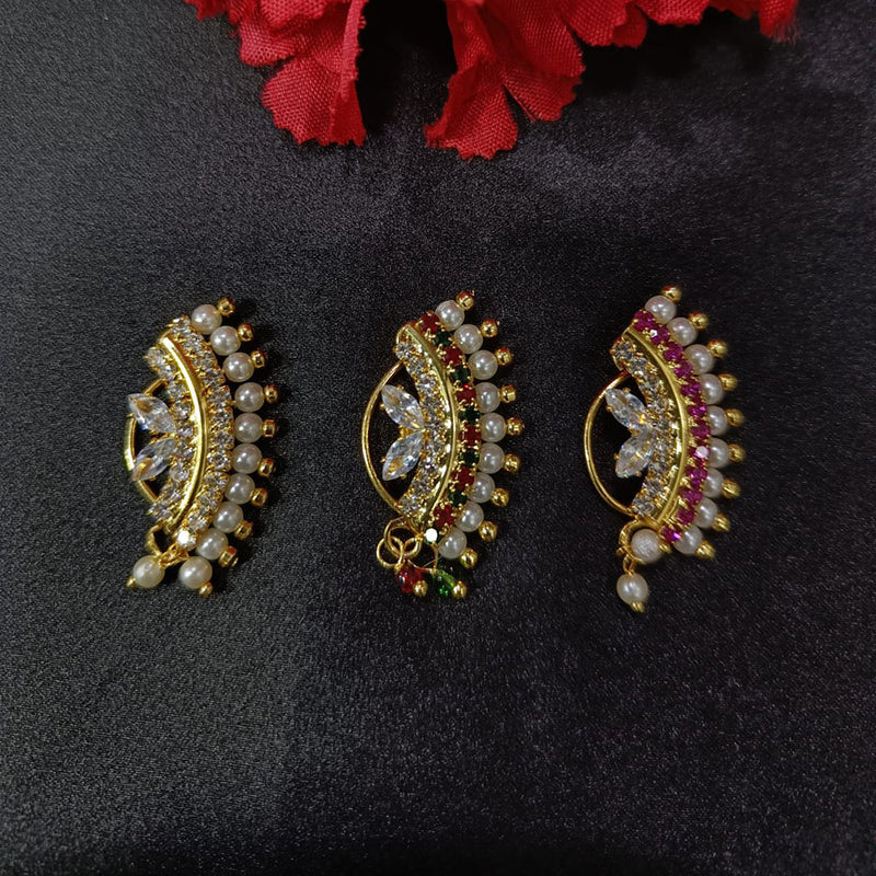 Lalita Creation Gold Plated Austrian Stone Nath Combo Set