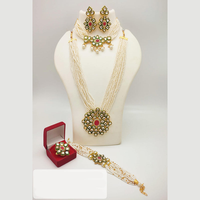 Lalita Creation Gold Plated Kundan And Pearl Jewellery Combo