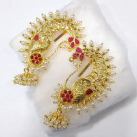 Lalita Creation Gold Plated Pota Stone And Pearl Ear Cuff Jhumki Earrings