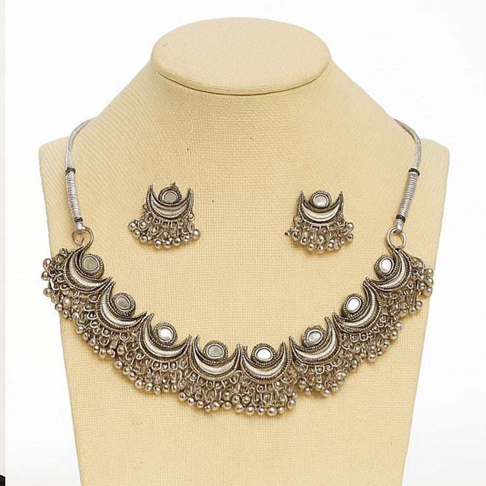 Lalita Creation Vintage Oxidised Plated Ghungroo Necklace Set