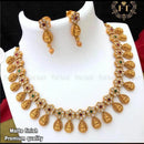 Darshana Jewels Gold Plated Pota Stone Temple Necklace Set 
