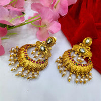 FS Collection Gold Plated Pota Stone Dangler Earrings