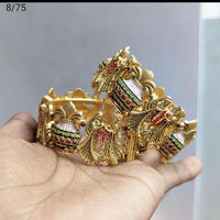 FS Collection Gold Plated Meenakari Openable Bangle Set