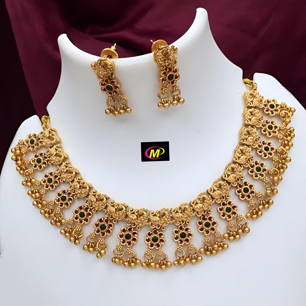FS Collection Gold Plated Pota Stone Necklace Set