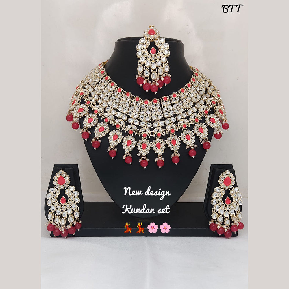 FS Collection Gold Plated Kundan Stone Necklace Set
