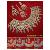 FS Collection Gold Plated Kundan Stone Necklace Set