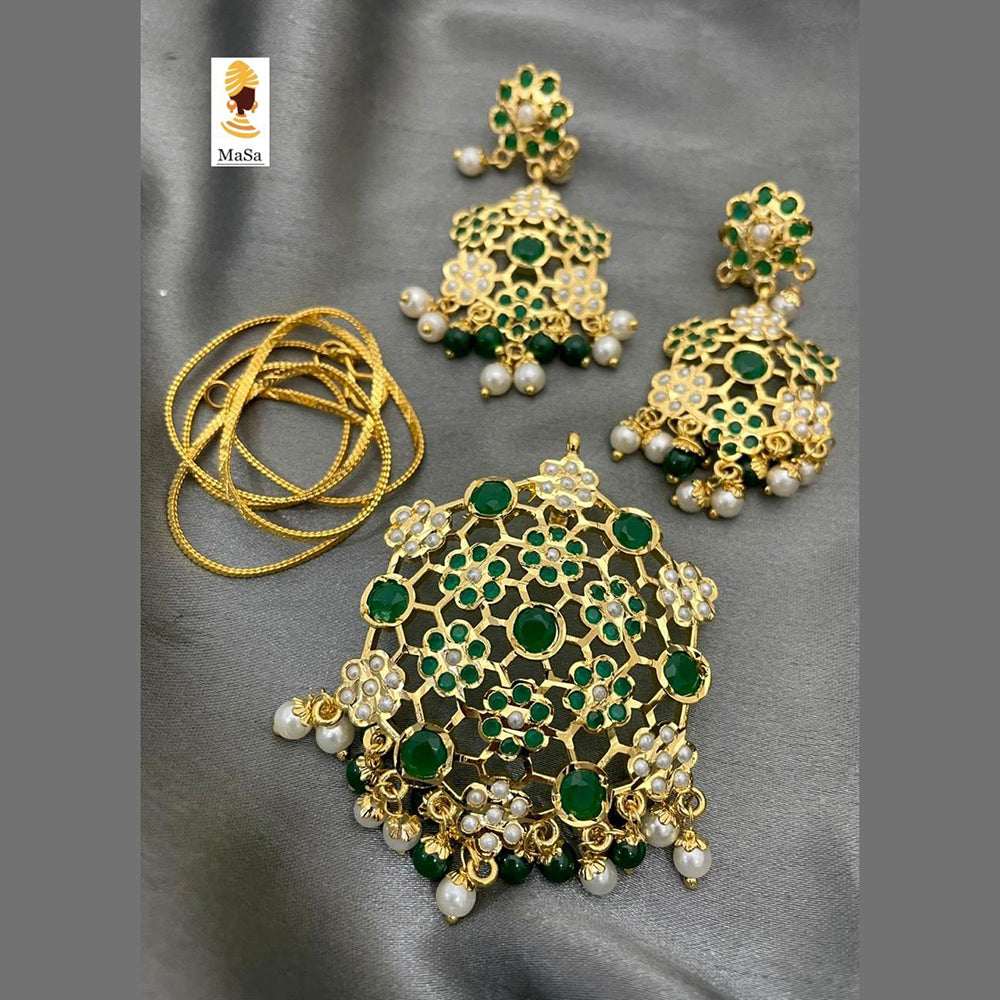 FS Collection Gold Plated Pota Stone Pendant Set