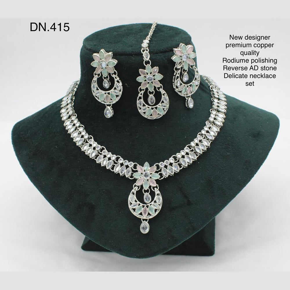 FS Collection Rodium Polish Reverse AD Stone Necklace Set