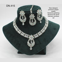 FS Collection Rodium Polish Reverse AD Stone Necklace Set