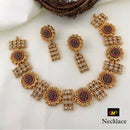 FS Collection Gold Plated Pota Stone Necklace Set
