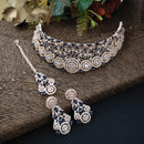 FS Collection Rose Gold Plated AD Stone Necklace Set