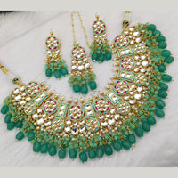 FS Collection Gold Plated Kundan Stone & Meenakari Necklace Set