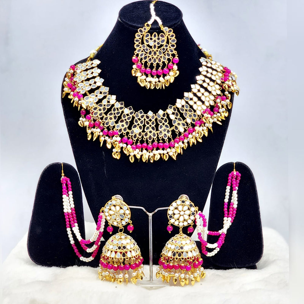 FS Collection Gold Plated Mirror Necklace Set