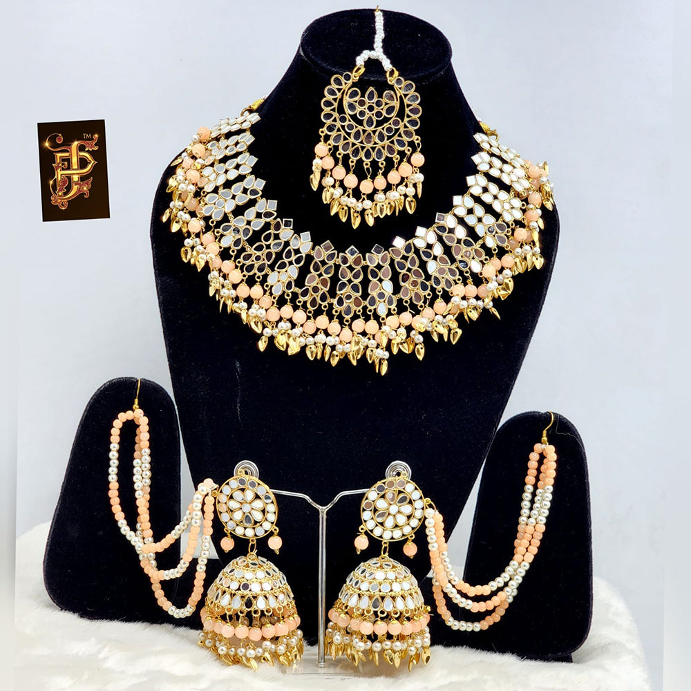 FS Collection Gold Plated Mirror Necklace Set