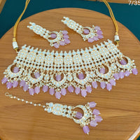 FS Collection Gold Plated Kundan Stone Necklace Set