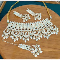 FS Collection Gold Plated Kundan Stone Necklace Set