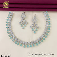 FS Collection Silver Plated AD Stone Necklace Set