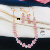 FS Collection Rose Gold Plated AD Stone Necklace Set